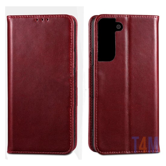 FUNDA ABATIBLE DE CUERO CON BOLSILLO INTERNO PARA SAMSUNG GALAXY S22 PLUS ROJO